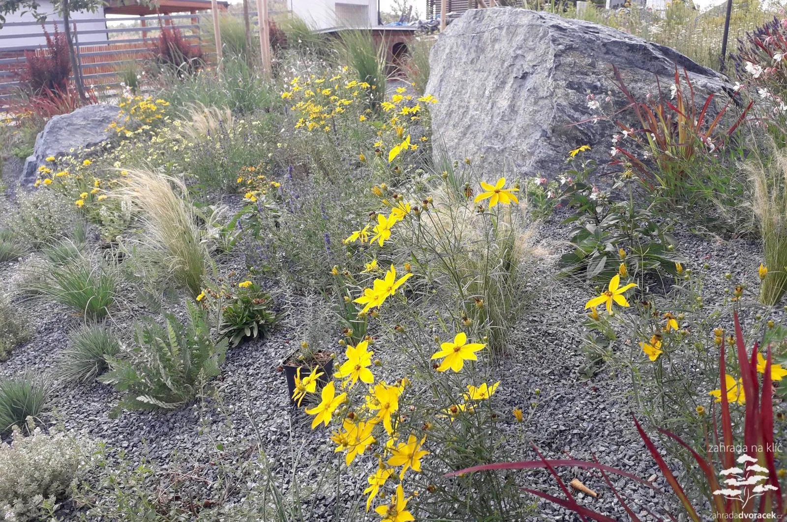 Zahrada stříbřito červená